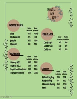 Hair Beauty Pricing Template