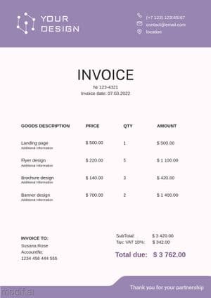Web Design Agency Invoice