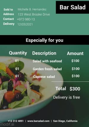 Invoice Bar Salad Template