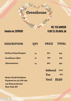 Greenhouse Invoice Template