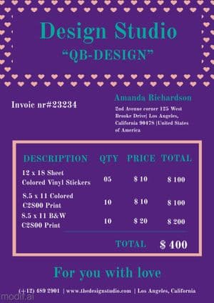 Invoice for Design Studio