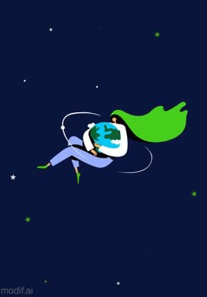 Girl With Planet Wall Poster