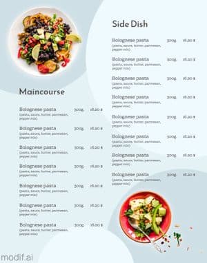 Menu Template In Soft Colors