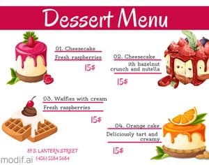 Dessert Menu Design Template