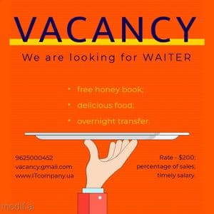 Cafe Waiter Job Template