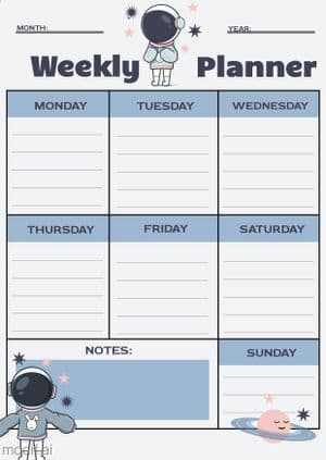 Space Weekly Planner Design
