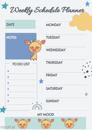 Cute Weekly Schedule Planner