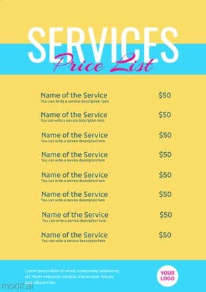 Bright Price List Template