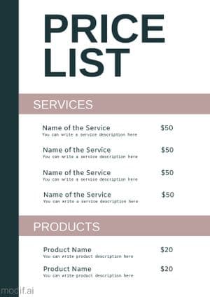 Minimal Price List Template