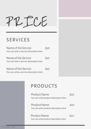 Gray Price List Template 